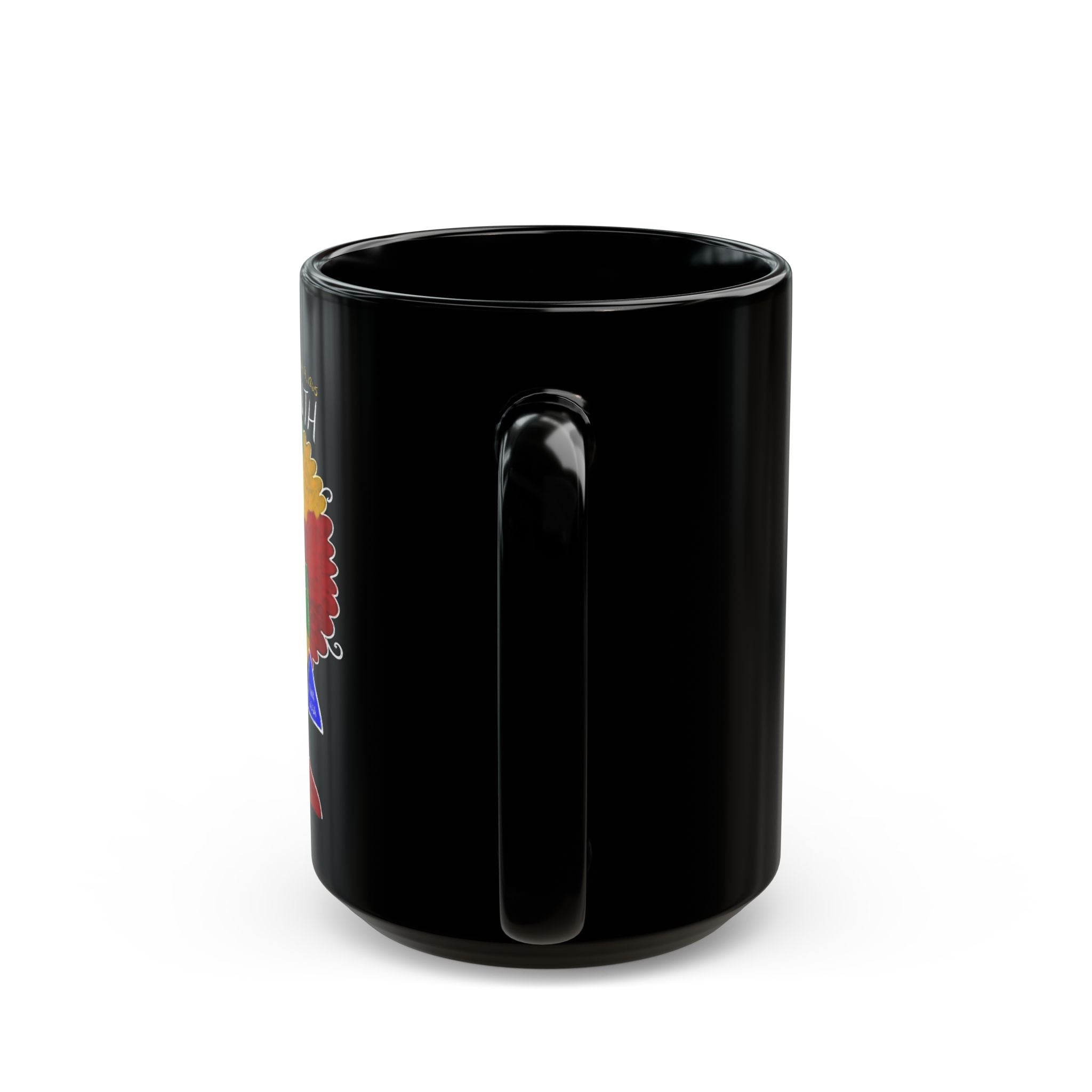 Juneteenth Afro Rainbow Face Mug | Black Ceramic Coffee Cup