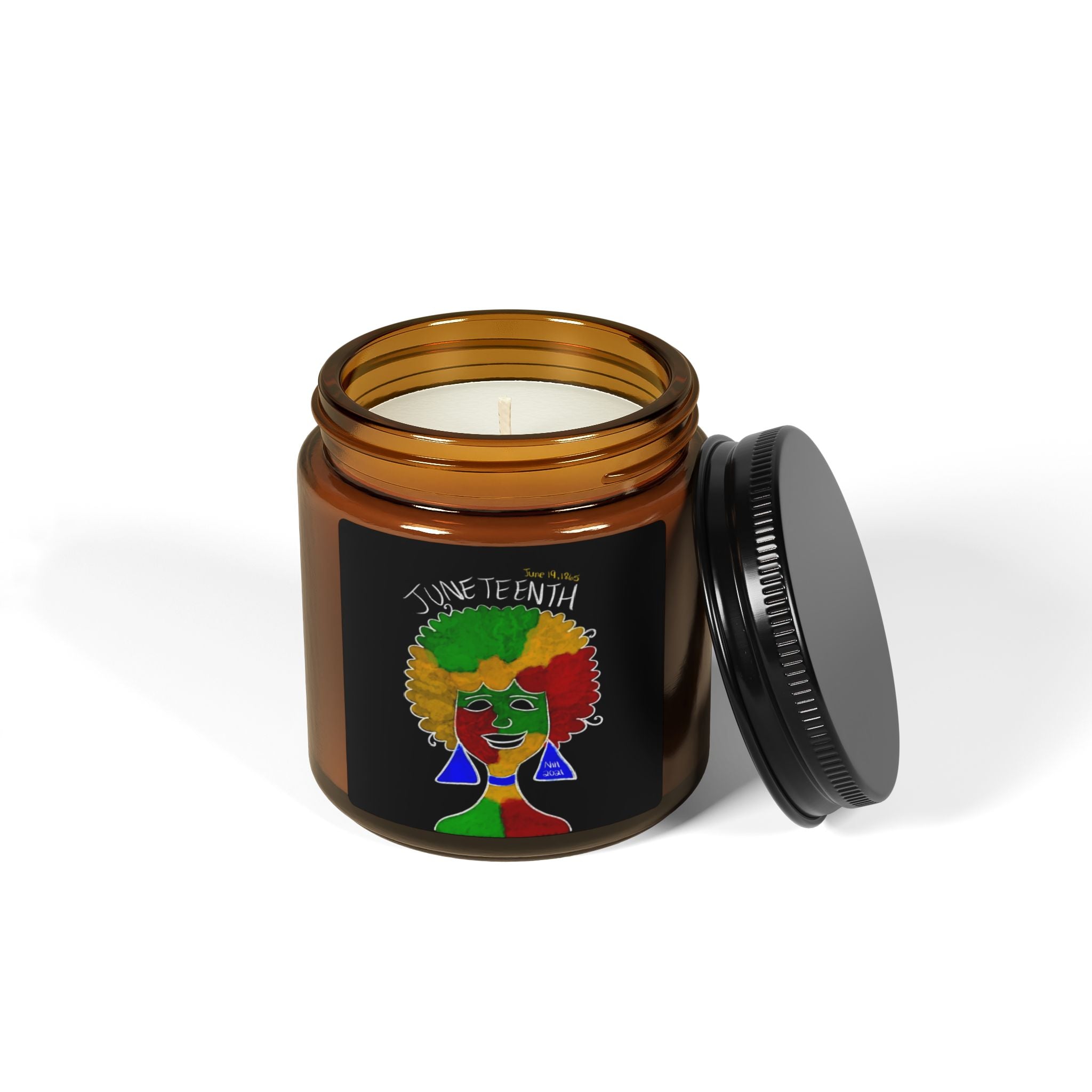 Juneteenth Afro Pride Scented Soy Candle — Amber Jar