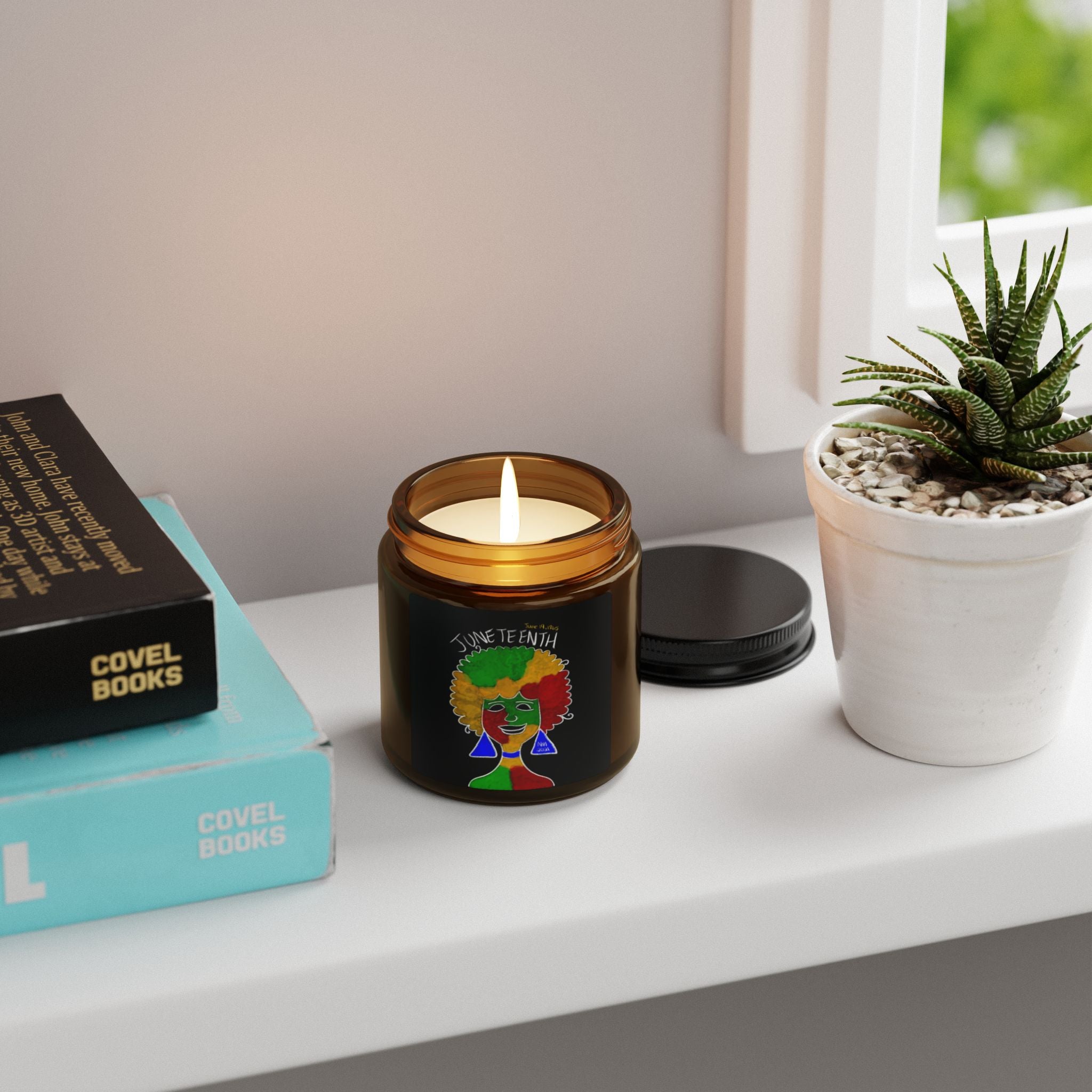 Juneteenth Afro Pride Scented Soy Candle — Amber Jar