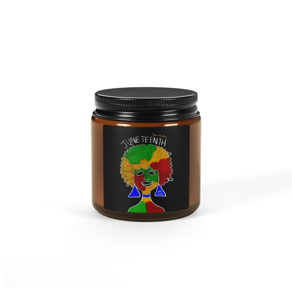 Juneteenth Afro Pride Scented Soy Candle — Amber Jar