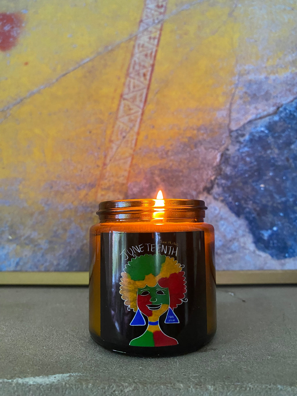 Juneteenth Afro Pride Scented Soy Candle — Amber Jar