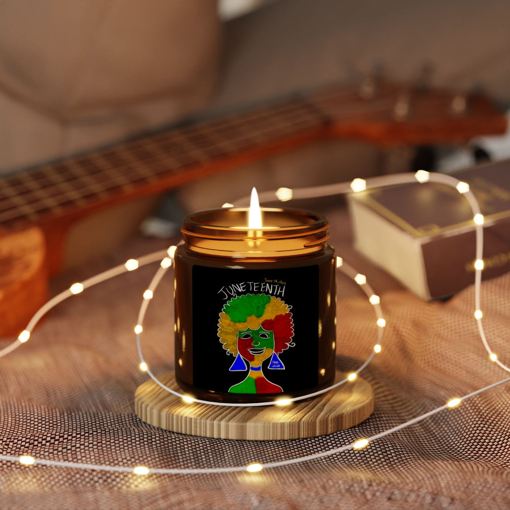 Juneteenth Afro Pride Scented Soy Candle — Amber Jar