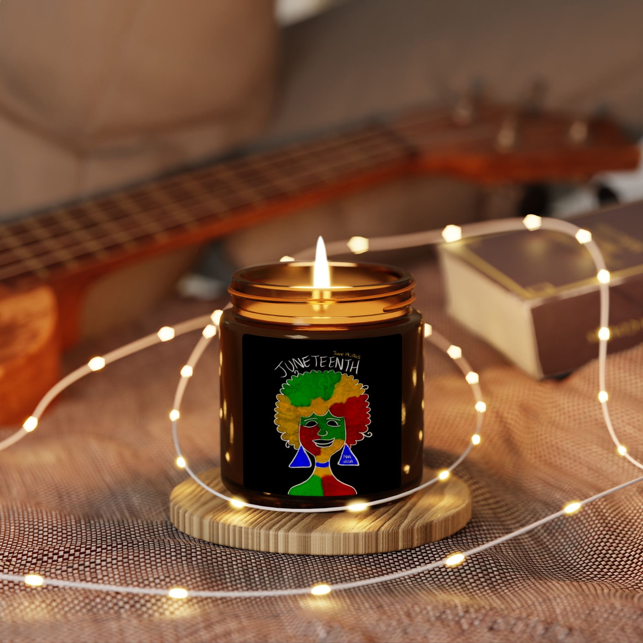 Juneteenth Afro Pride Scented Soy Candle — Amber Jar