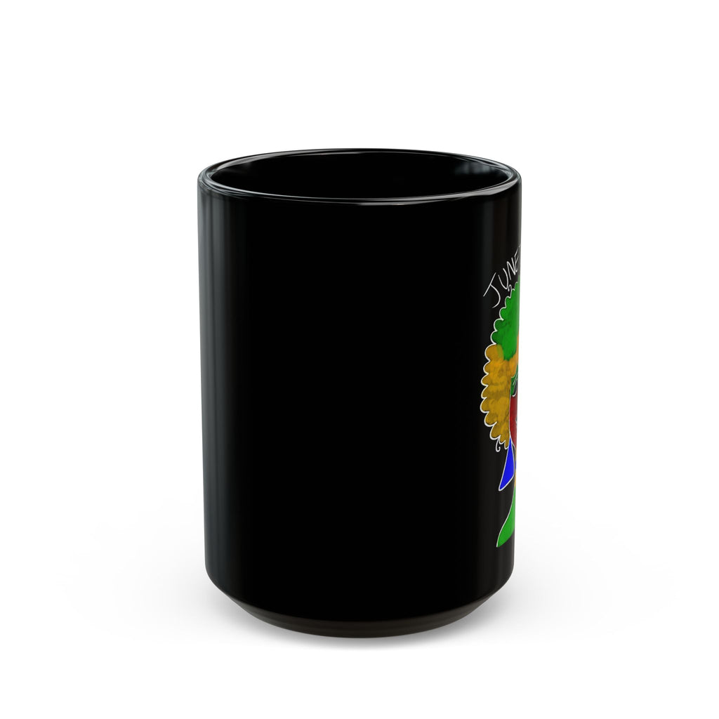 Juneteenth Afro Rainbow Face Mug | Black Ceramic Coffee Cup